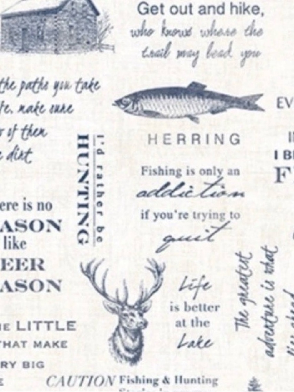 2 Chesapeake Wallpaper rolls, Navy Camping Quotes (56.4 sq. ft. Per roll)
